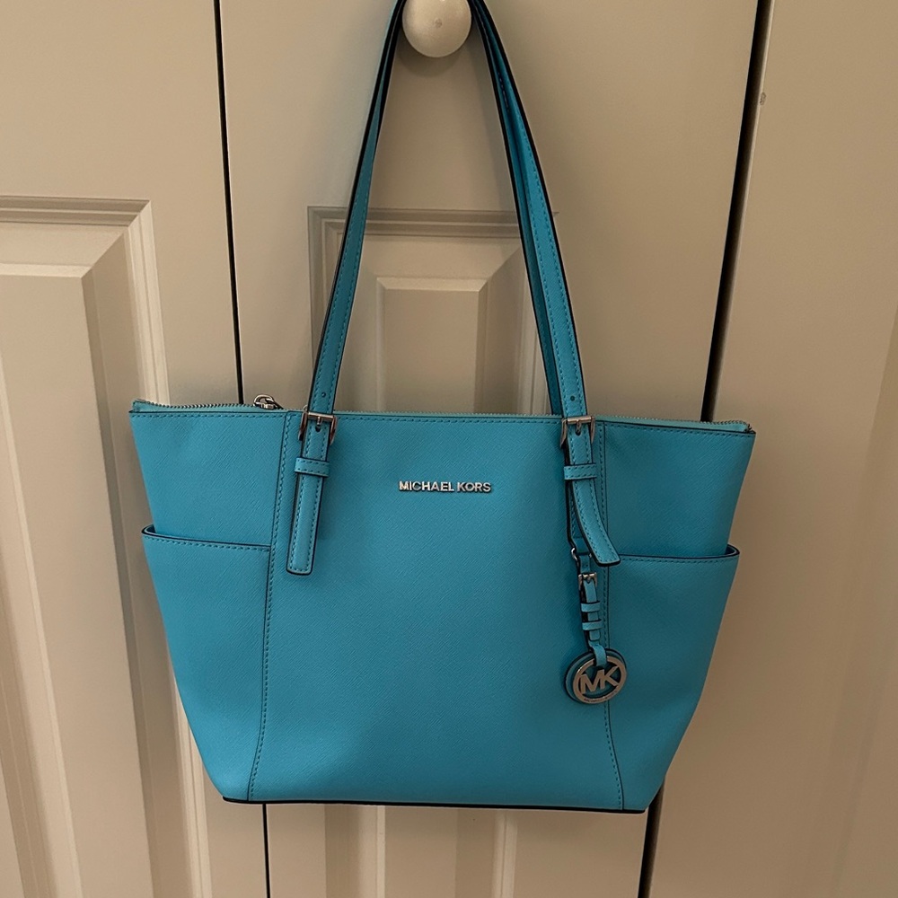 Pristine condition Michael Kors Vibrant Blue Turquoise Tote.